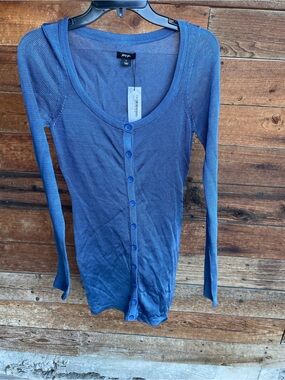 NWT Nasty Gal Blue Knit Long Sleeve Button Front Cardigan Dress Size M